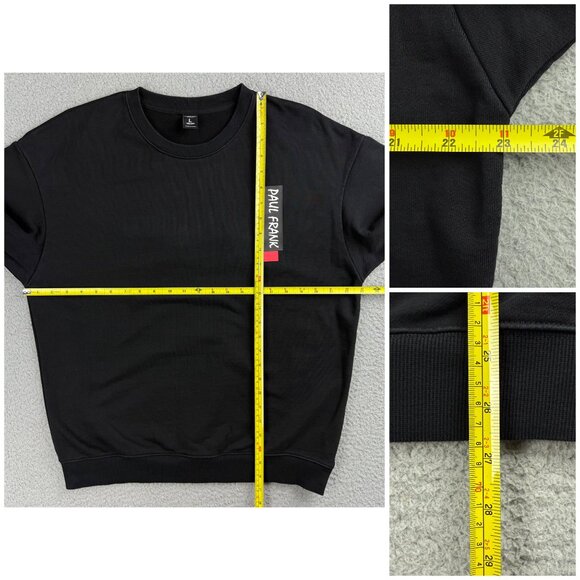 Paul Frank Sweatshirt Womens Large L Black Julius Monkey Rose Embroidery Sweater - Picture 10 of 10